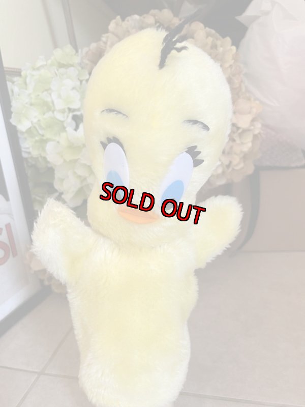 画像1:  Looney Tunes Tweety  Mighty Star Plush Doll Hand Puppet 1971 /  ルーニーテューンズ   トゥイーティー ぬいぐるみ　パペット (1)