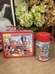 画像1: Mickey Mouse Disney Express Tin Lunch Box With Thermos / ミッキーマウスのディズニーエクスプレス、ティン製　ランチボックス 水筒付き 70年代 (1)