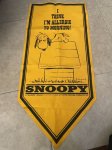 画像1: Peanuts Snoopy Yellow Felt Banner Allergic Morning / ピーナッツ　スヌーピー　黄色　フェルト　バナー　アレルギーモーニング (1)