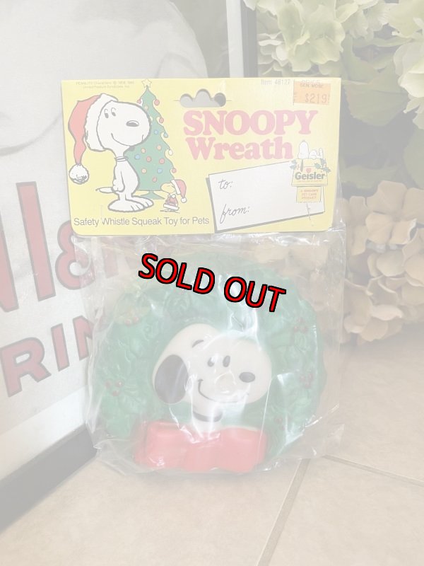 画像1: Peanuts Snoopy Christmas Wreath Vinyl Squeak Doll with bag / ピーナッツ　スヌーピー　袋入りクリスマスリース　ソフビドール (1)