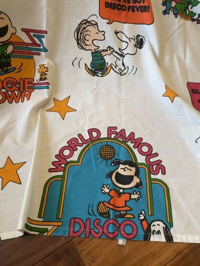 画像1:  Snoopy Disco fabric Flat Sheet (C) / スヌーピー　ディスコ　フラットシーツ　生地　
