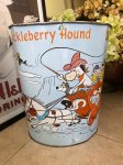 画像1: Hanna Barbera Hucklebrry Houned Yogi Bear Tin Trash Can / ハックルベリーハウンド　ヨギベア のアルミ製、メタル製のゴミ箱、トラッシュカン (1)