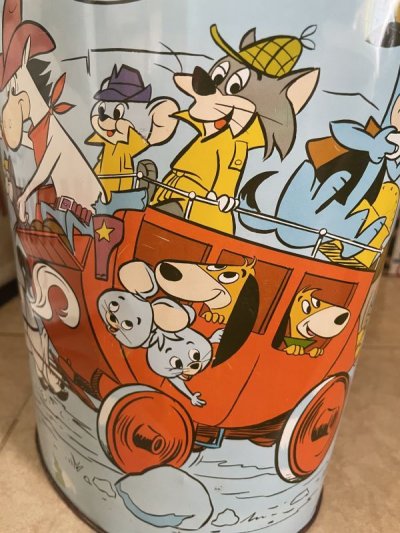 画像2: Hanna Barbera Hucklebrry Houned Yogi Bear Tin Trash Can / ハックルベリーハウンド　ヨギベア のアルミ製、メタル製のゴミ箱、トラッシュカン