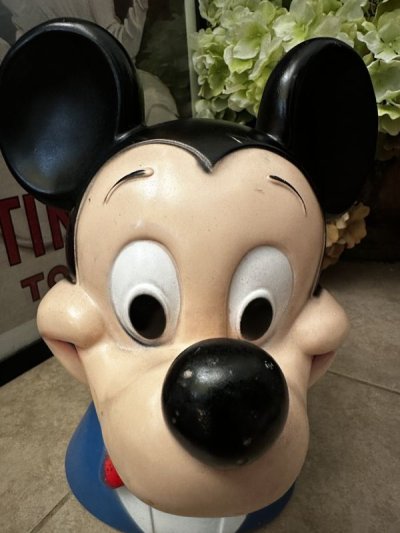 画像1: Disney Mickey Mouse plastic Face coin bank 1971 / ディズニーのミッキーマウス　プラスチック製　フェイス貯金箱