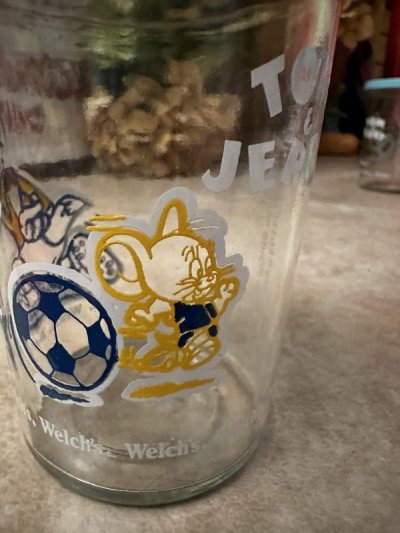 画像1: Tom&Jerry Welch’s Soccer Glass with lid 1991 / ウェルチ　トムとジェリー　サッカー　蓋付きグラス