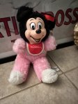 画像1: Disney Minnie Mouse Rubber Face Pink plush  Doll / ミニーマウスのラバーフェイス、ピンクぬいぐるみ　スタイ付き (1)