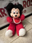 画像1: Disney Mickey Mouse Rubber Face Red plush  Doll / ミニーマウスのラバーフェイス、レッドぬいぐるみ　スタイ付き (1)