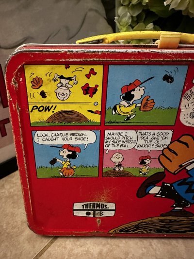 画像1: Snoopy Thermos Red Tin Lunch Box / スヌーピー アルミ製　サーモス社　レッド　ティン　ランチボックス