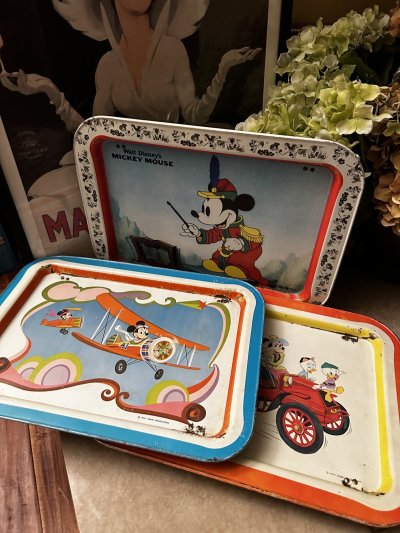 画像3: Mickey Mouse airplane Tin  TV Tray Stand  / ミッキーマウス　飛行機　アルミ製　テレビトレイ