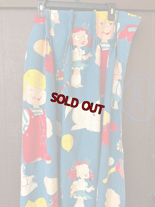 画像1: Dennis the Menace fabric Curtain Blue (A) / わんぱくデニスの布製　カーテン　ブルー (1)