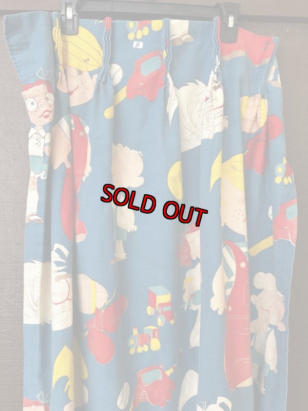 画像1: Dennis the Menace fabric Curtain Blue (B) / わんぱくデニスの布製　カーテン　ブルー (1)