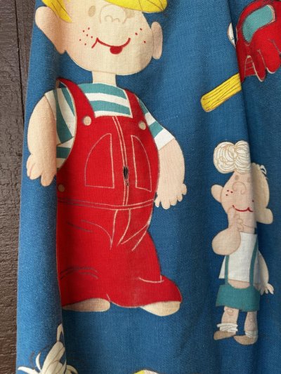 画像2: Dennis the Menace fabric Curtain Blue (A) / わんぱくデニスの布製　カーテン　ブルー