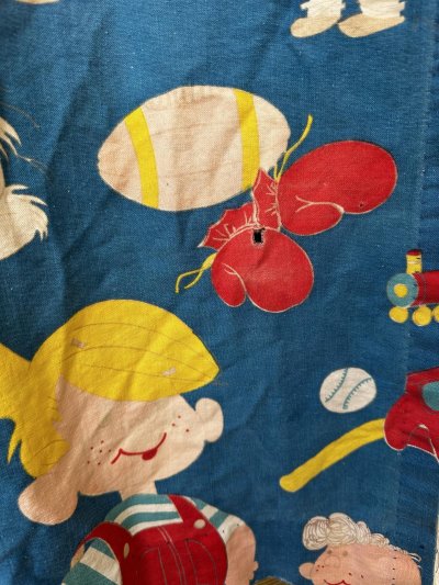 画像1: Dennis the Menace fabric Curtain Blue (B) / わんぱくデニスの布製　カーテン　ブルー