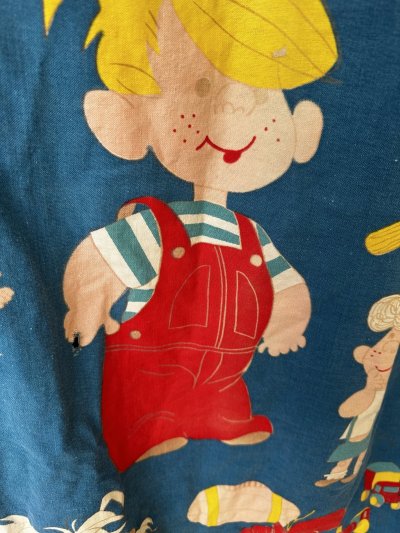 画像2: Dennis the Menace fabric Curtain Blue (B) / わんぱくデニスの布製　カーテン　ブルー