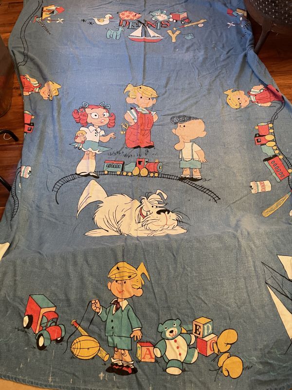 Dennis the Menace fabric Bed Cover blanket / わんぱくデニスの布製　ベッドカバー　ブランケット