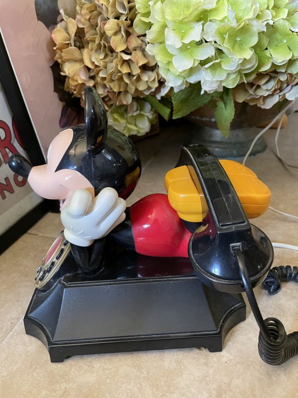 Disney Mickey Mouse black telephone with Doll / ディズニーの