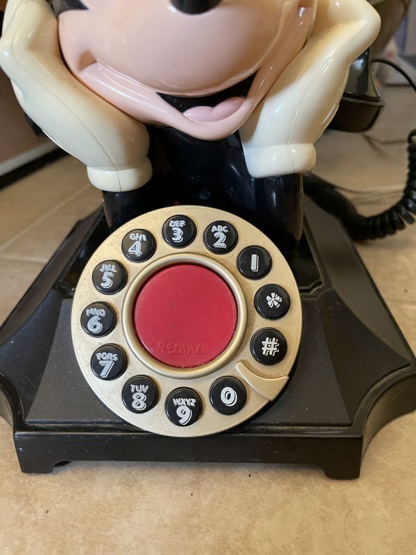 Disney Mickey Mouse black telephone with Doll / ディズニーの