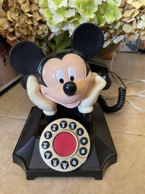 Disney Mickey Mouse black telephone with Doll / ディズニーの