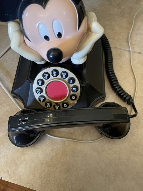 Disney Mickey Mouse black telephone with Doll / ディズニーの