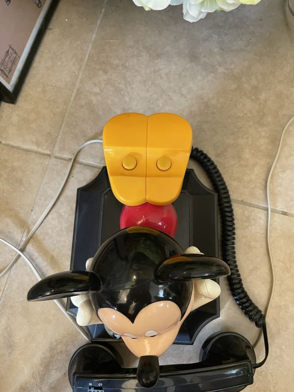 Disney Mickey Mouse black telephone with Doll / ディズニーの