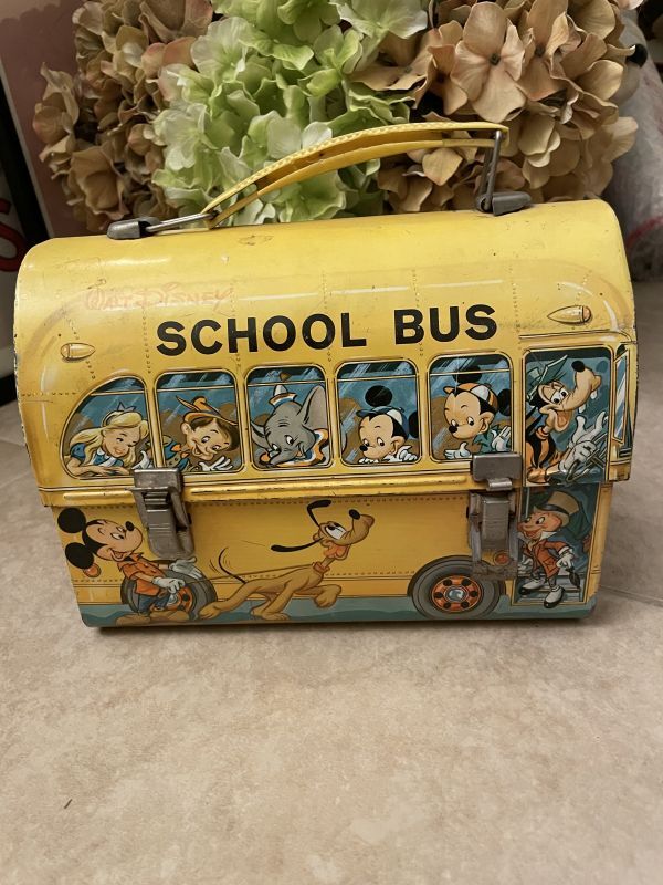 Disney Mickey Mouse Tin School Bus Lunch Box / ミッキーマウスのティン製　スクールバス　ランチボックス  60年代