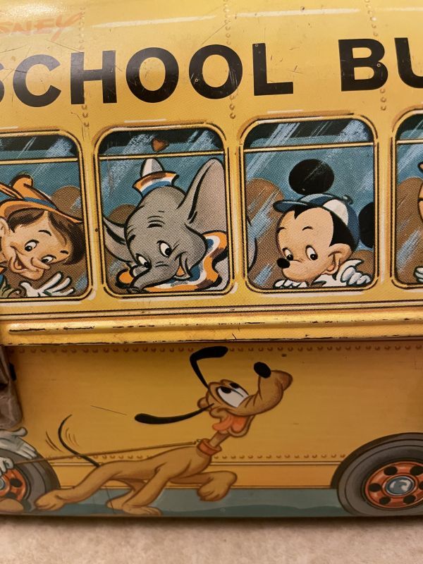 Disney Mickey Mouse Tin School Bus Lunch Box / ミッキーマウスのティン製　スクールバス　ランチボックス  60年代