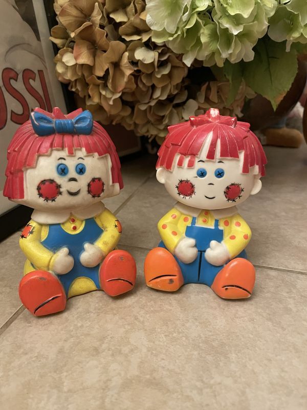 Raggedy Ann & Andy Vinyl Dolls Set of 2 / ラガディアン&アンディ ソフビドール 2体セット