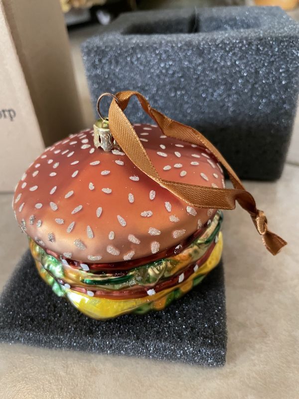 McDonald's Big Mac hamburger glass Ornament with box マクドナルド ビッグマック の箱入りオーナメント