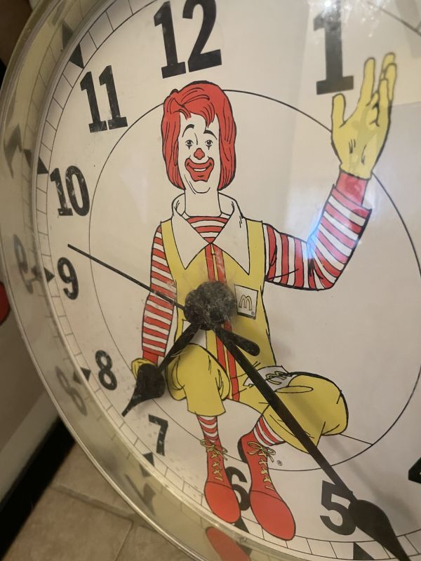 McDonalds Ronald Round Large Wall Clock 70’s / マクドナルド、ロナルドの丸い壁時計　大きいウォールクロック