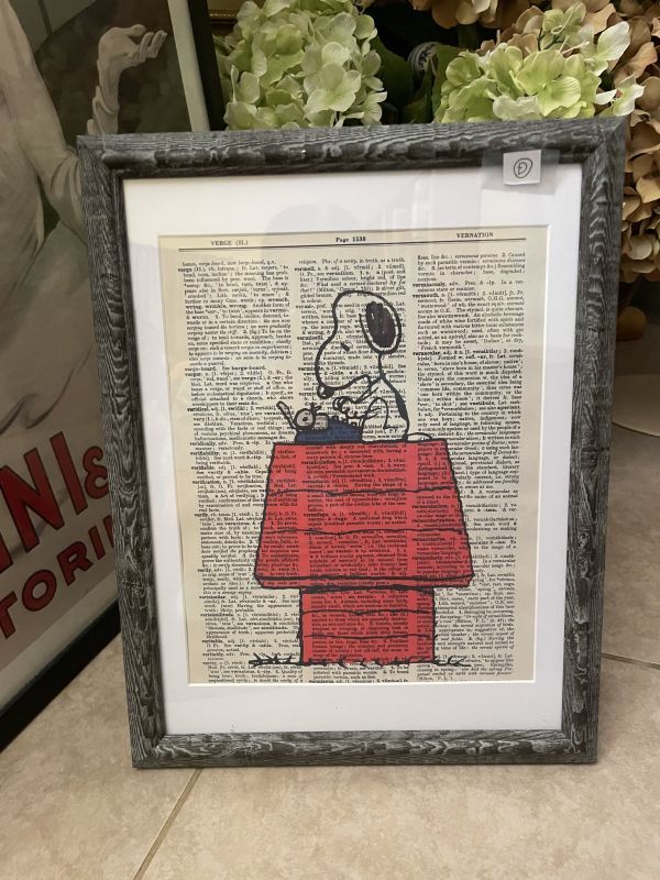 Peanuts Snoopy typewriter wall Frame (D) / ピーナッツ　スヌーピー タイプライター　アートプリント　 壁掛けフレーム