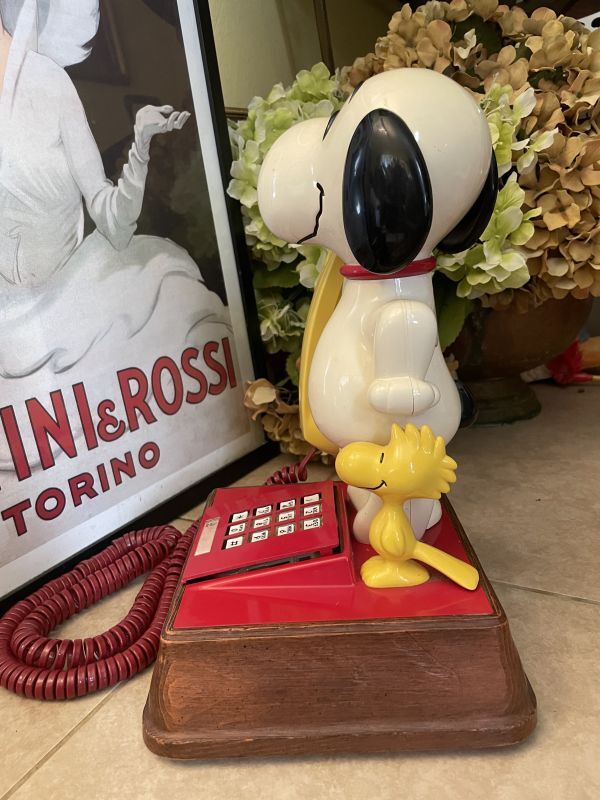 Snoopy & Woodstock plastic home telephone 1976 / スヌーピー ウッド