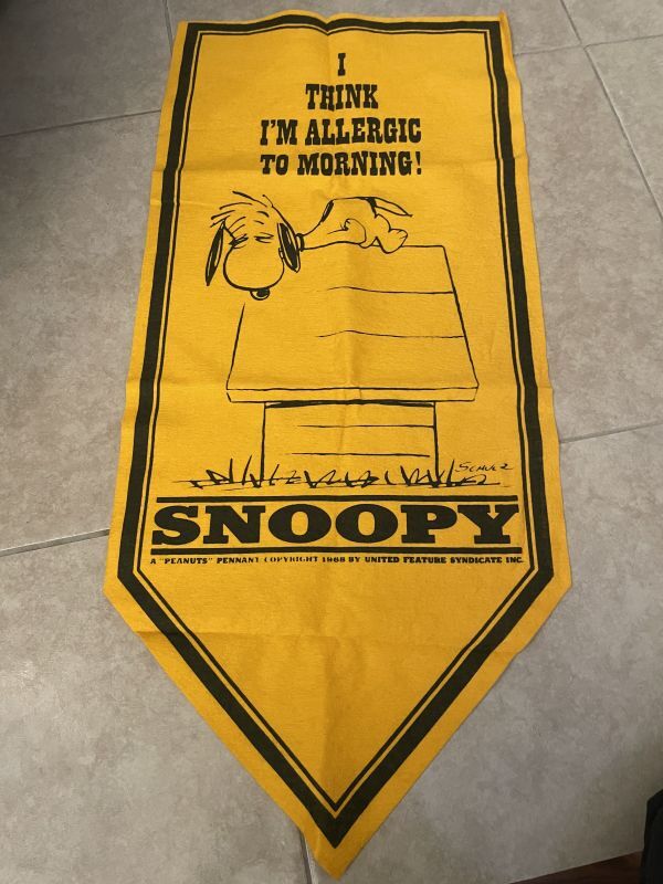 Peanuts Snoopy Yellow Felt Banner Allergic Morning / ピーナッツ