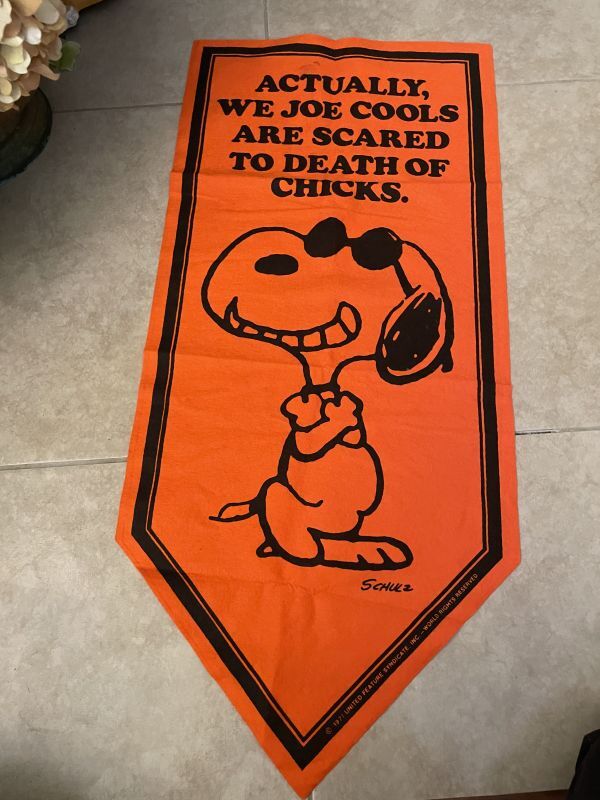 Peanuts Snoopy Orange Felt Banner Joe Cool / ピーナッツ　スヌーピー　オレンジ　フェルト　バナー　ジョー　 クール