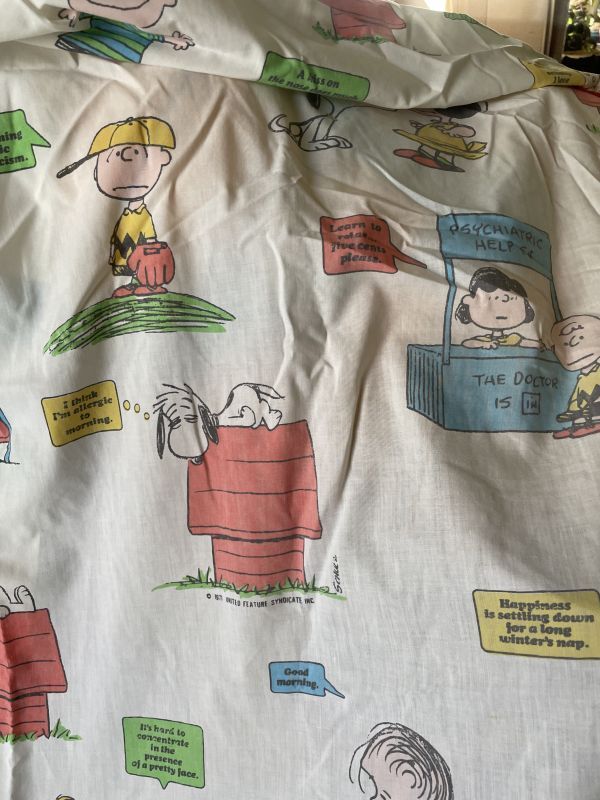 Snoopy fabric Flat,Box Pillow Sheets set of 3 1971 / スヌーピー ...